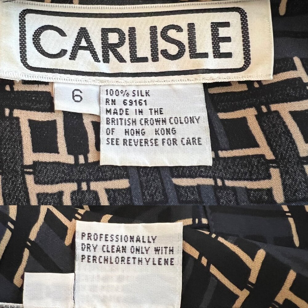 Vintage Carlisle Tweed Boucle Blazer Silk Blouse & Scarf 3 Pc Set Hong Kong Sz 6 - Picture 13 of 14